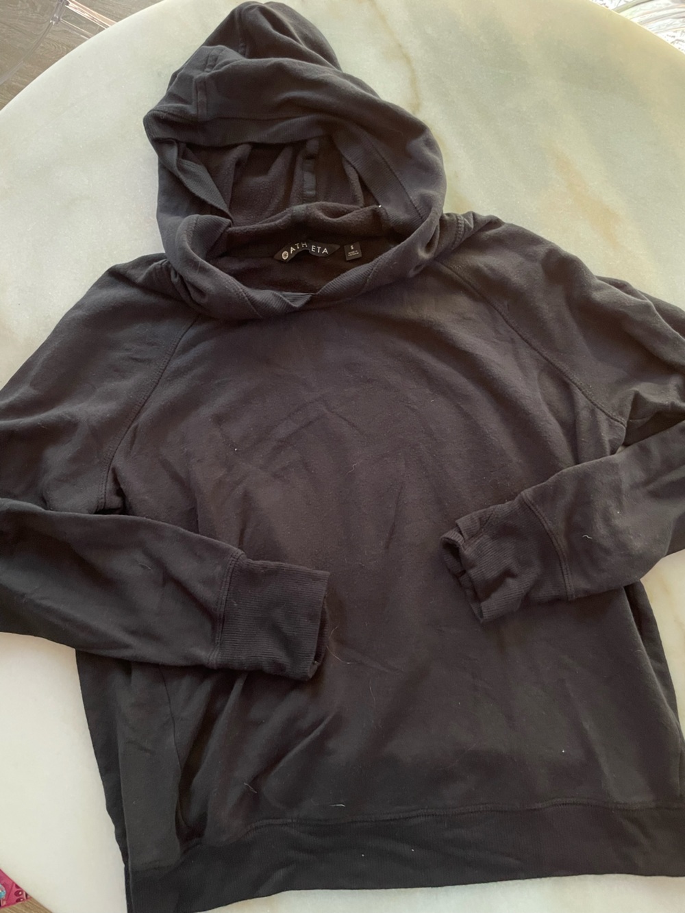 Athleta Black Women's Hooded Sweatshirt Criss cross back size S